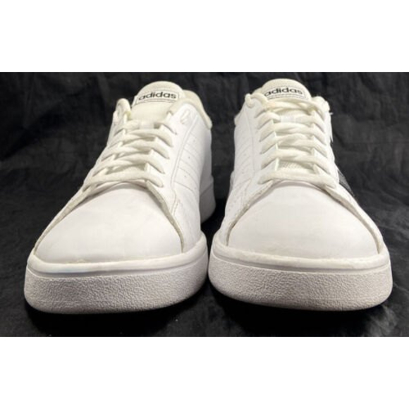 Adidas Grand Court White Leather 3-Stripe Lace Up Men’s Shoes Size 8.5 - Picture 6 of 10